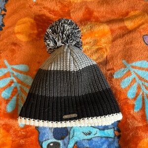 Kids' Black and Gray Pom-Pom Beanie